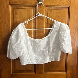 Topshop corset cropped puff sleeve top